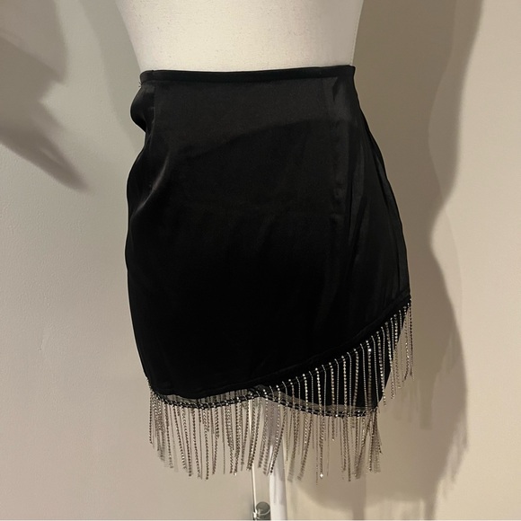 PrettyLittleThing Dresses & Skirts - Prettylittlething Black Skirt with Rhinestone Fringe Detail